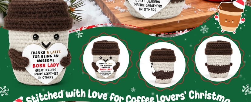 Boss Gifts for Women Boss Lady Leader Manager Supervisor Christmas Birthday Handmade Crochet Coffee Mug Cup Gifts Bosses Day Coffee Lover Thank You Best Great Leader Female Desk Office Decor