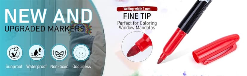 Hula Home Stained Glass Mandala Art Kit - DIY Window Clings with Markers, 10 Suncatchers - Perfect Hobby for Adults, Kids, Teens & Seniors - Ideal Gift for Beginners, Women & Elderly