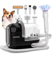 Dog Grooming Vacuum Kit - 3L Vacuum with 7 Tools, Low Noise Electric Clipper and Brush for Pet Shedding at Home, White