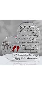 Qunclay 25th Years of Marriage Gift Wedding Anniversary Souvenir Heart Marriage Keepsake Decoration Present for Couple Parent Women Mom Husband Wife He She Friend Grandparents