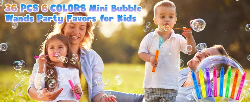 36 Pieces Mini Bubble Wands,Bubble Party Favors Assortment Toys for Kids,Themed Birthday, Halloween, Goodie Bags, Carnival Prizes, Wedding, Bubble Maker Toys for Kids,Outdoor Gifts for Girls & Boys