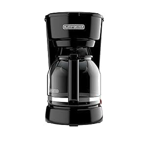 BLACK+DECKER 12-Cup Coffee Maker with Easy On/Off Switch, Easy Pour, Non-Drip Carafe with Removable Filter Basket, Vortex Technology, Black
