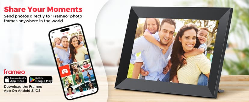Frameo 10.1 Inch WiFi Digital Picture Frame with 1280 * 800P IPS Touch Screen HD Disply,Video Clips and Slide Show,Auto-Rotate, Wall Mountable,Send Photos Instantly from Anywhere with via Frameo APP