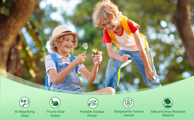 Bug Catcher for Kids, Insect Trap Kit with 6X Magnifier Glass - STEM Educational Exploration Tool for Indoor and Outdoor,Christmas Birthday Gifts Toys for Adults, Boys, and Girls, Green
