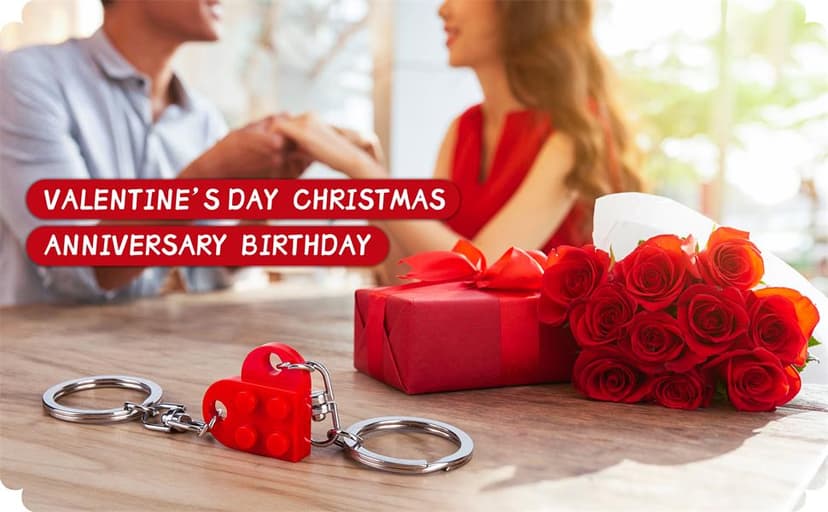 Couples Matching Stuff Gifts - Red Heart Keychain, Matching Couple Heart Keychains Decorations Christmas Valentines Day Gifts for Boyfriend Girlfriend