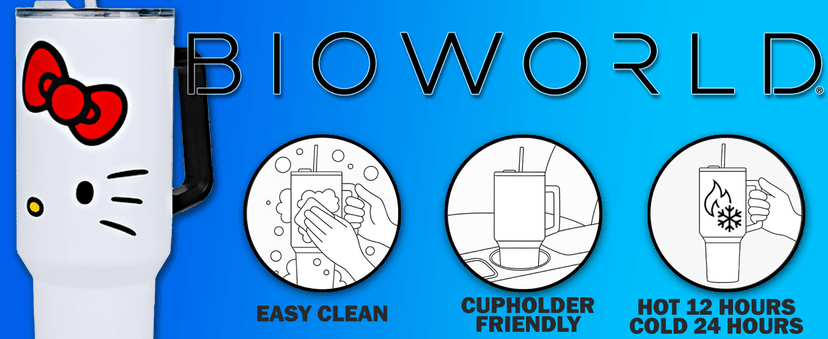 Bioworld Hello Kitty 40 Oz. Stainless Steel Tumbler With Leak-Proof Lid