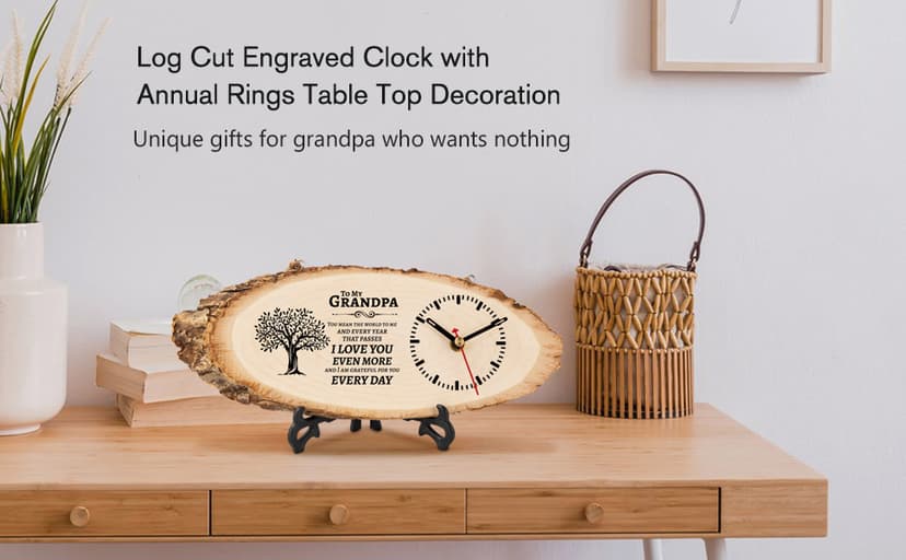 BeauGift Gifts for Grandpa Wooden Clock, Birthday Gifts for Grandpa from Granddaughter Grandchild, Best Grandpa Ever Gifts to My Grandpa Gifts