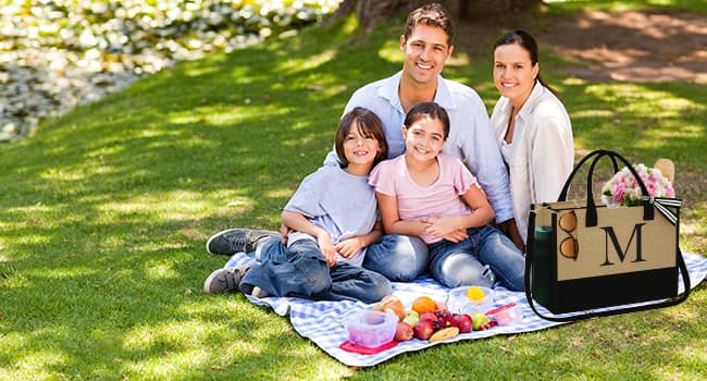 YOOLIFE Christmas Gifts for Women - Initial Jute Tote Bag & 2 Makeup Bags Personalized Gifts for Women Teacher Mom Friend