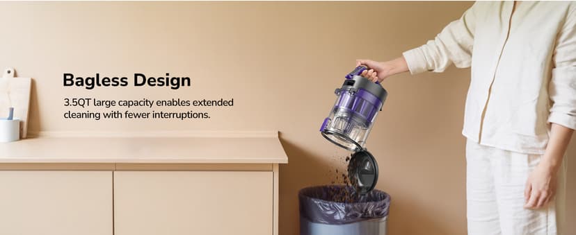 Aspiron 1700W Canister Vacuum Cleaner, 45Kpa Bagless Vacuum Cleaner, Multi-Cyclonic Filtration, 2 Anti-Allergen HEPA Filters, 3.5QT Dust Cup, 4 Tools, Corded Vacuum for Hard Floor, Pet Hair, Violet