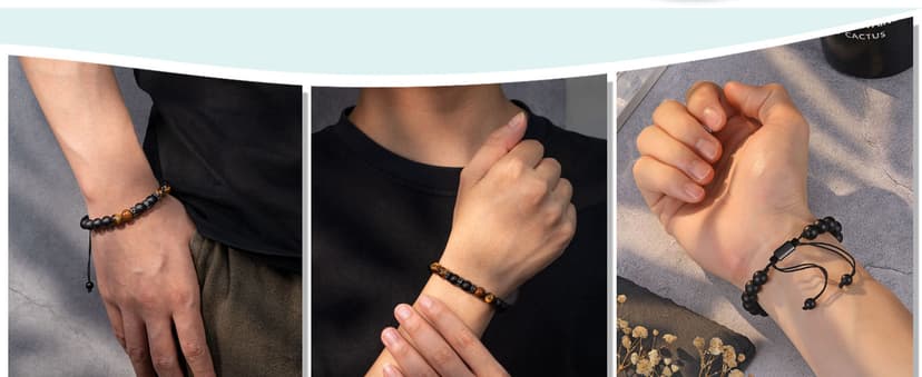 UNGENT THEM Mens Natural Stone Adjustable Bracelet for Men, Anniversary Birthday Christmas Graduation Gift for Him, Son, Brother, Husband, Boyfriend...