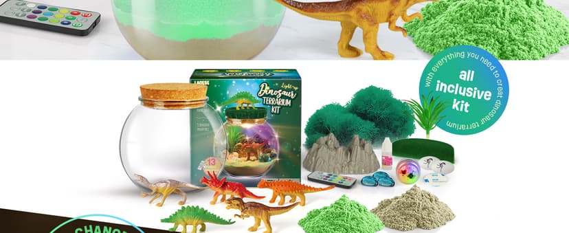 Dinosaur Toys for Kids - Dinosaurs Terrarium Kit for Kids - Birthday Gifts for Boy Ages 4 5 6 7 8-12 Year Old - DIY Dino Toys for Boys - Arts and Crafts Kit for Kid