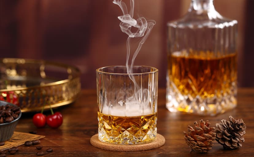 Whiskey Rocks Glass Set In Gift Box - Includes 2 Crystal Bourbon Glasses and 2 Big Ice Ball Molds - 10 Oz Old Fashioned Glasses for Scotch, Cocktails, Rum, Cognac, Vodka - Unique Gift for Men