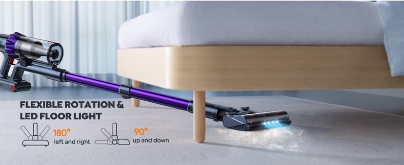 Cordless Vacuum Cleaner, 2 Batteries 110 Mins Runtime Vacuum Cleaners for Home, 45KPA 550W Stick Vacuum with Brushless Motor, Automatically Adjust Suction, Handheld Vacuum for Pet Hair/Carpet/Floor