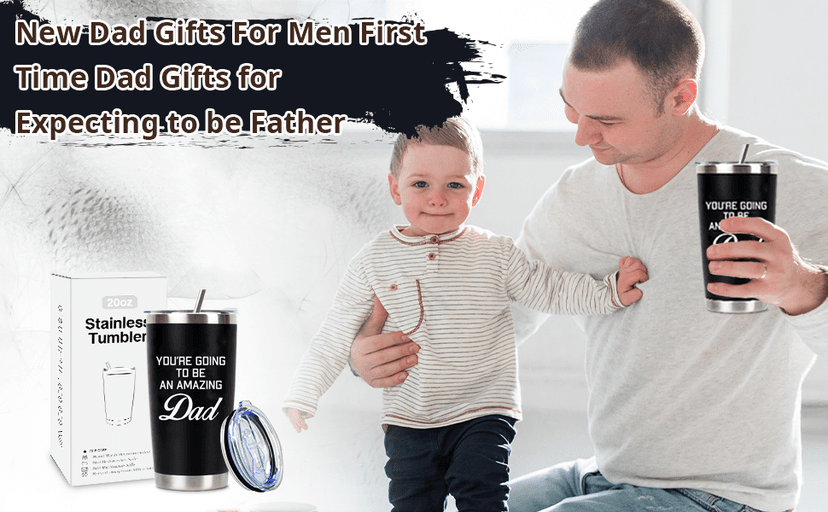 New Dad Gifts For Expecting Dad to be Father’s Day First Time Gifts 20oz Black Insulated Stainless Steel Tumbler Cup Birthday Baby Shower Gender Reveals Presents Christmas Gift Ideas