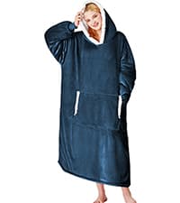 yescool Wearable Blanket Hoodie - Birthday Christmas Gifts for Women Mom Girlfriend, Oversized Flannel Sherpa Cozy Hooded Blanket Sweatshirt Adult With Hood Pocket & Sleeves, One Size Fits All (Grey)