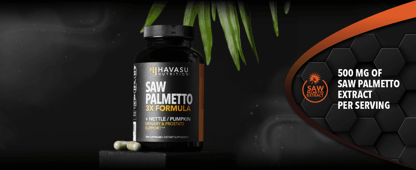 HAVASU NUTRITION Saw Palmetto Supplement with Stinging Nettle and Pumpkin Seed Extract - Advanced 3X Formula - DHT Blocker Urinary Health and Prostate Support for Mens Health - Vegan, Non-GMO Capsules - 2 Month Supply