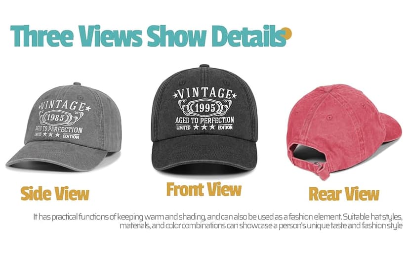 1924-1995 Birthday Gifts for Men Women,Personalized 30th-100th Birthday Ideas Gift,Parents Vintage Hat,