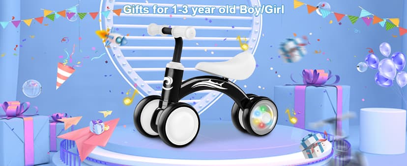 Colorful Lighting Baby Balance Bike Toys for 1 Year Old Boy Gifts, 10-36 Month Toddler Balance Bike, No Pedal 4 Silence Wheels&Soft Seat First Riding on Toys, One Year Old Boy Birthday Gifts.