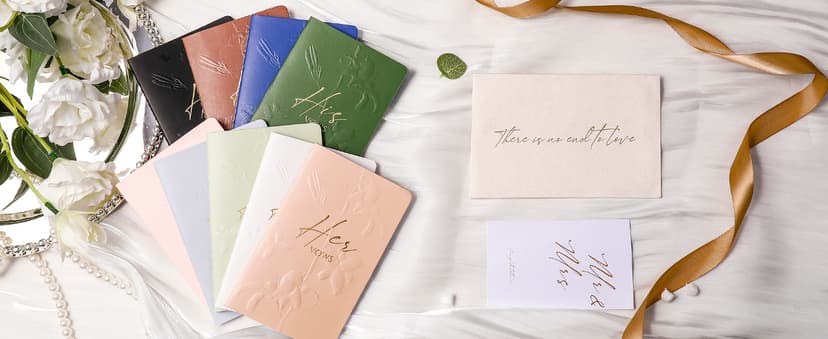 molekaus Vow Books,for Wedding Vow Books Wedding Gift for Bride and Groom Vows Book his and Hers with 28 Pages-5.5 * 3.5 in Wedding Notebook with Gilded Font Set of 2 (White and Black)