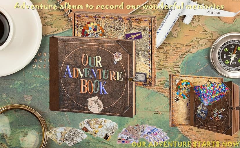 Our Adventure Book Travel Diary Photo Book,Scrapbook, Photo Album,Retro Style Travel Souvenir, Vintage Guestbook DIY Anniversary Wedding Travel Writing Baby Friend Gift, Heartfelt Present(Ball)