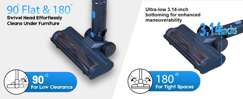 Cordless Vacuum Cleaner, 45kPa 60Min Vacuum Cleaners For Home, Powerful Stick Vacuum Rechargeable With Green Light, Anti tangle Wall Mount, 8 in 1 Lightweight Vacuum For Hardwood Floor Pet Hair Carpet