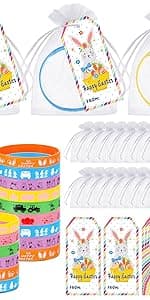 Liliful 72 Pcs Christmas Gifts 24 Set Christmas Students Gifts, Xmas Silicone Wristbands with Gift Label Tags and Organza Bags for Kids Stocking Stuffers Classroom Gift Party Favors(Merry Style)