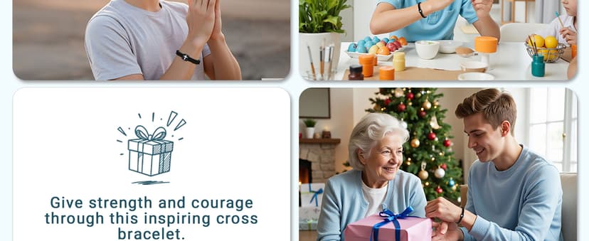 UNGENT THEM Men Adjustable Rope Cross Bracelet - Easter Christmas Christian Baptism Birthday Gifts for Teens