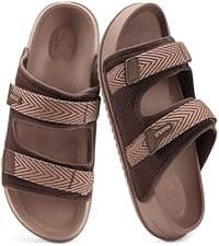 KuaiLu Men's Yoga Mat Leather Flip Flops with Arch Support Comfortable Cushion Walking Thong Sandals Slip On Indoor Outdoor