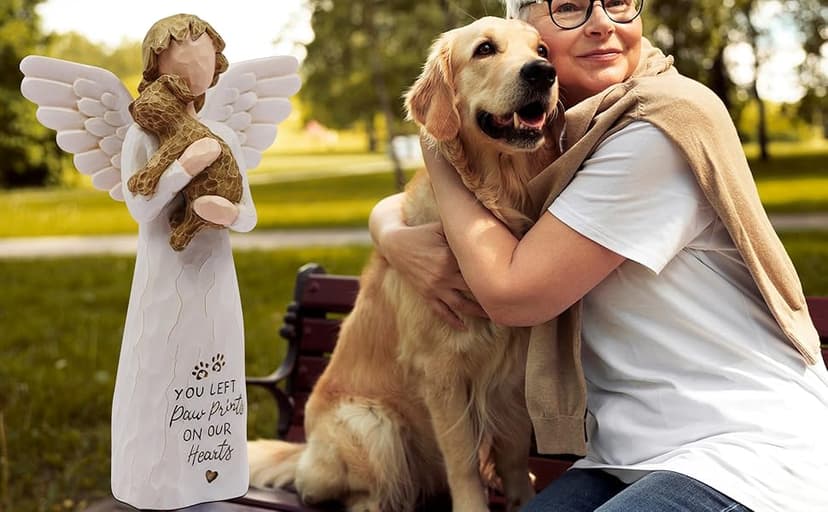 Dog Memorial Gifts for Loss of Dog Sympathy Gift - Pet Memorial Gifts for Dogs, Dogs Mom Gifts for Women, Friendship, Golden Retriever Gifts, Sculpted Hand-Painted Figure