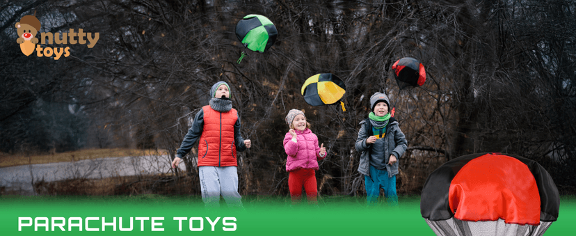 NUTTY TOYS Parachute Toys for Kids - Tangle Free Outdoor Flying Parachute Men, Top Indoor & Outside, 3 4 5 6 7 8 9 10 11 12 Year Old, Best Christmas Stocking Stuffers Idea 2025 Unique Boy & Girl Gifts