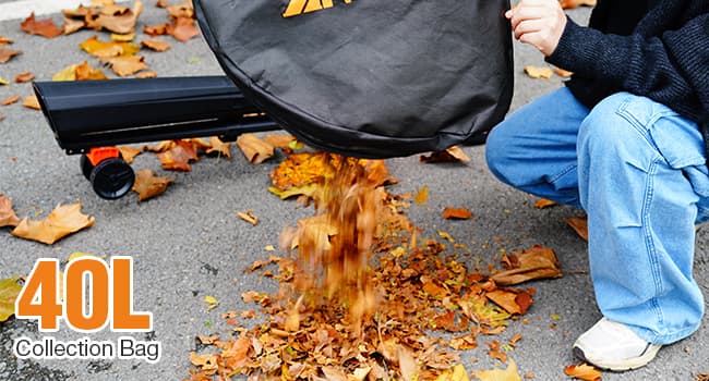 Cordless Leaf Vacuum Blower Mulcher 3 in 1, 2 * 4.0Ah Battery and Charger, Battery Powered Leaf Vacuum with 40L Bag, 160MPH, 600CFM, 4 Speed Modes, Suitable for Lawn Care Yard Cleaning