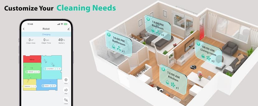 Tikom Robot Vacuum and Mop, 6000Pa Robotic Vacuum Cleaner with Self-Emptying Base, 90 Days Capacity, LiDAR Navigation, Home Mapping, Ideal for Pet Hair, Hard Floors, Carpet (L8000 Plus)