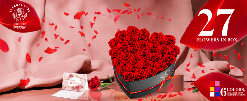 16-Piece Preserved Rose Birthday Gifts for Women, Eternal Rose Preserved Flowers for Delivery Prime Mothers' Day, Valentine's Day, Christmas, Birthday - Red Roses