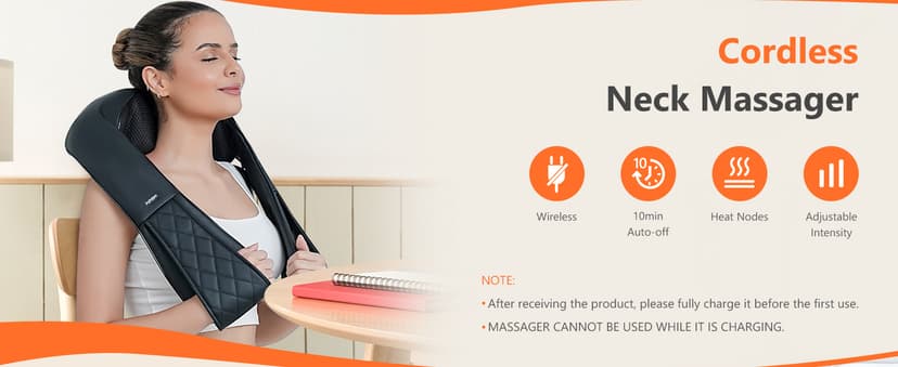 Back and Neck Massager,Shiatsu Back Massager with Heat,Cordless Portable Kneading Shoulder Massage Shawl Electric Massage Pillow for Pain Relief Deep Tissue Gifts for Dad Mom Friends