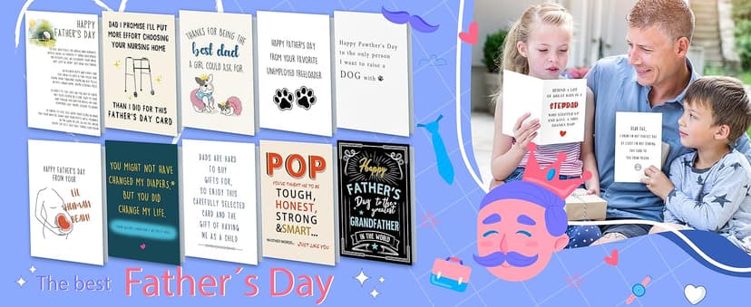Funny Fathers Day Card for Step Dad,Happy Father's Day Gifts from Step Daughter Son,Bonus Dad Fathers Day Card Gift