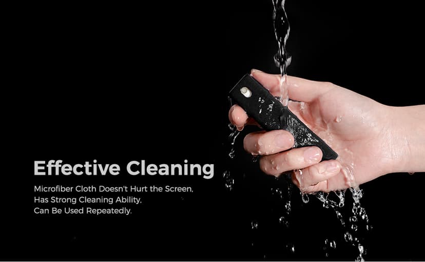 CLICK CLEAN Screen Cleaner, Fingerprint Proof Screen Cleaner Spray, All-in-One Cleaner with Microfiber, Shell and Phone Stand for All Phones, Laptop and Tablet Screens (Grey)