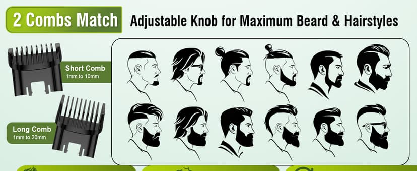 SHPAVVER Beard Trimmer for Men: Vacuum Mustache Trimmer for Less Mess -IPX7 Waterproof- Rechargeable Electric Beard Cutting Kit with Adjustable Length Comb-Built-in Vacuum for Sideburns/Stubble