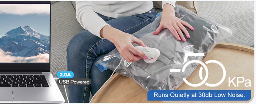 VMstr 12 Pack Travel Vacuum Storage Bags with USB Electric Pump, Compression Bags for Travel, Space Saver for Clothes and Clothing