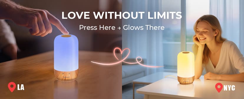 Long Distance Touch Lamp WiFi and Bluetooth Setup Relationship Best Friend Light Up Lamp Couple Gifts App Control (Set of 2)