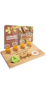Tequila Shot Board Shot Glasses Serving Tray with Salt Rim Funny Shot Glasses Holder,Tequila Gifts for Housewarming,Liquor, Parties,Bar,Restaurant