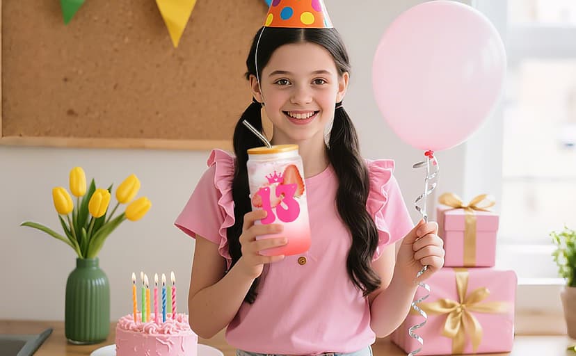 13th Birthday Gifts for Girls – Gift Set for 13 Year Old Girl with Glass, Jewelry, Bracelet, Socks, Makeup Bag – Teen Girl 13th Birthday Decorations – Present for Daughter, Niece, Granddaughter