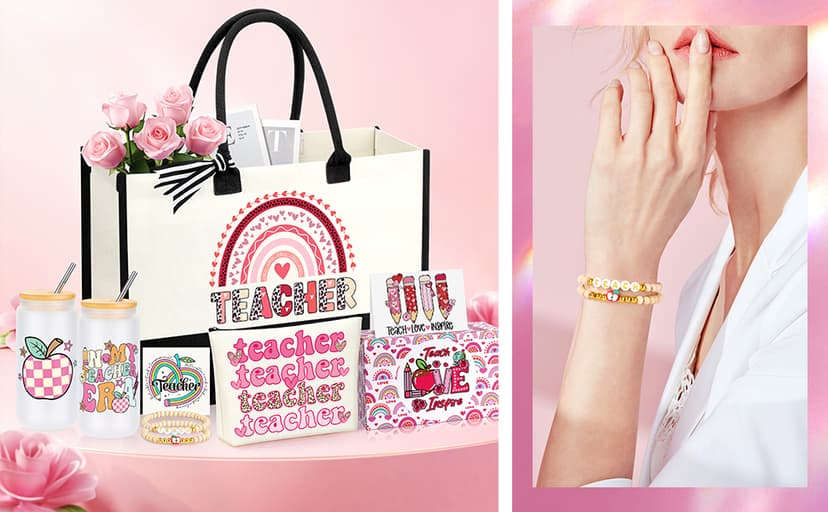 Teacher Appreciation Gifts, Teacher Valentine Christmas Gifts Ideas Basket Set of 5