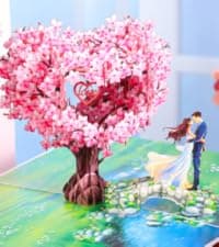 Pop Up Anniversary Card, 3D Love Tree Hearts Couple Wedding Card for Her, Wife, Husband, Him, Couple; Ideal Gift for Wedding, Romantic Birthday, Anniversary, Valentines, Mothers Day, 6x8 inch
