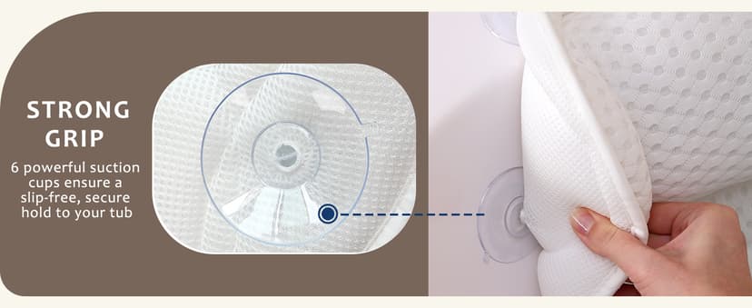 Bath Pillow Bathtub Pillow, Luxury Bath Pillows for Tub Neck and Back Support, Bath Tub Pillow Headrest with Soft 4D Mesh Fabric and Non-Slip Suction Cups, Relaxing Bath Accessories Spa Gifts