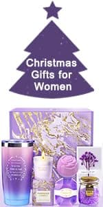 Birthday Gifts for Women, Thank You Gifts for Mom, Gifts for Wife, Girlfriend, Sister, Gift Set Idea for Her Christmas - Purple Gift Basket with 20 Oz Novelty Drinking Glasses