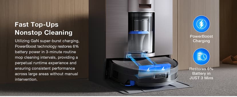 ECOVACS DEEBOT X11 OmniCyclone Robot Vacuum and Mop, PowerBoost Charging, OZMO Roller 2.0 Instant Self-Washing Mop, 19,500Pa Blast Suction, Bagless OmniCyclone Station, AIVI 3D Smart Navigation