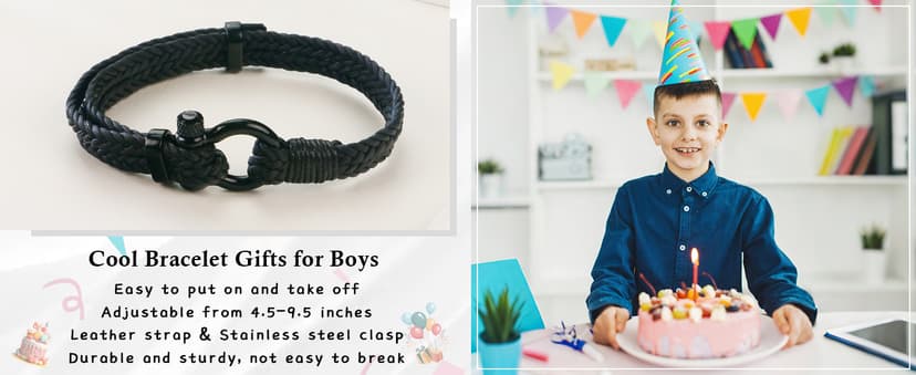 Sereney 9 10 11 12 13 15 16 18 21 30 40 50 60 Year Old Birthday Gifts for Him Boys, Handmade Triple Protection Bracelets as Adjustable National Boyfriend Day Bracelets for Boys Son Grandson Dad Man