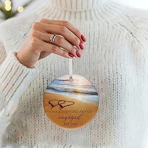 Wedding Gifts Engagement Gifts for Couples 2025 First Christmas Engaged Ornament 2025 Just Engaged Bachelorette Gift Happy Engagement Gift for Newly Engageds Couples Bride to be Her Women Fiance(1)