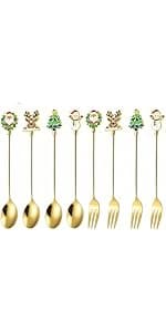 Christmas Teaspoon Gift Set of 4 |Premium 5.6 Inch Stainless Steel Small Spoon | Coffee Spoons for Dessert & Tea | Christmas Decorations Indoor & Kitchen Decor | Hostess Gifts
