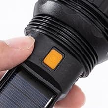 Solar/Rechargeable Multi Function 1000 Lumens LED Flashlight, with Emergency Strobe Light and 1200 Mah Battery, Emergency Power Supply and USB Charging Cable, Fast Charging (1PC)
